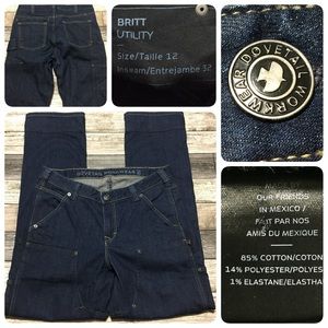 Dovetail workwear Britt utility jeans women’s 12/32 dark wash denim